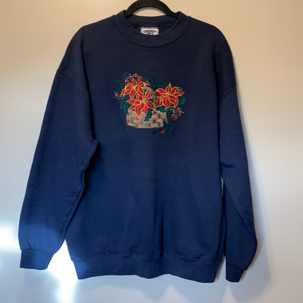 Embroidered poinsettia flowers